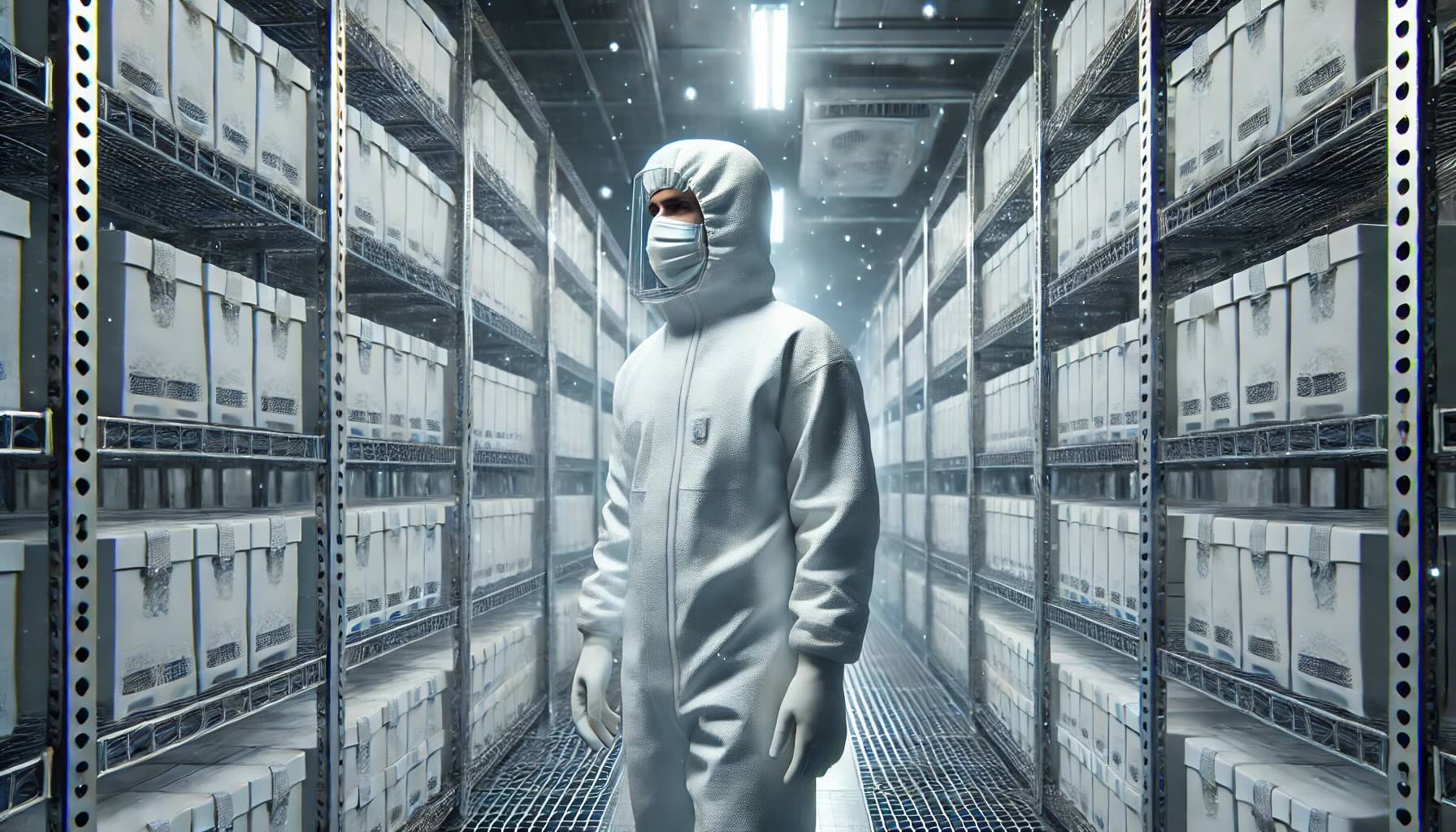 pessoa em ambiente frigorificado